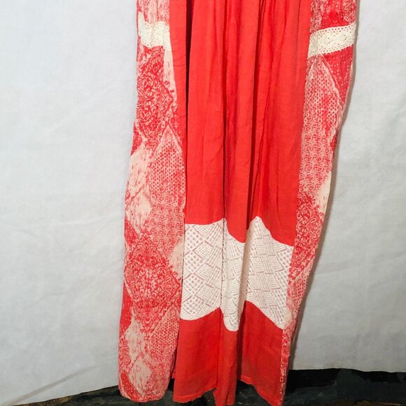 Half Moon Maxi Dress  Pink Knit Graphic Sleeveless Cotton Medium READ - Picture 2 of 10